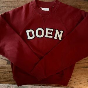 DOEN Varsity “Marin Mahogany” / Burgundy Crewneck Sweatshirt Size S